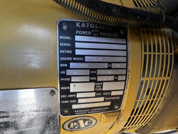 __60 kW Katolight Generator, GM 5.7L PSI Engine, Natural Gas or Propane, Enclosed, 453 Hours - Image 10