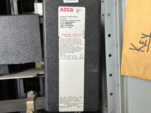 Asco 7000 Series Power Transfer and Bypass Switch, 1600 Amps, 480/277 volts, Type 1 Enclosure - Image 12