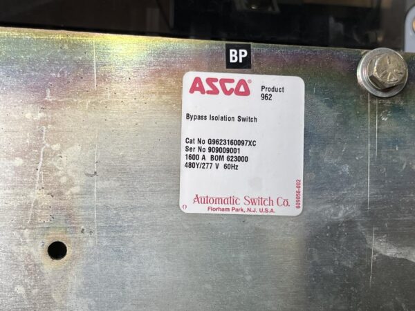 Asco 7000 Series Power Transfer and Bypass Switch, 1600 Amps, 480/277 volts, Type 1 Enclosure - Image 14