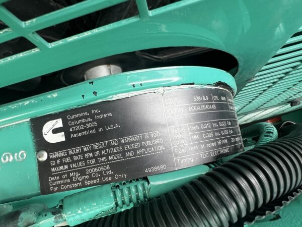 _125 kW Cummins/Onan Generator, with Sound Attenuated Enclosure and Base Fuel Tank, QSL9 Cummins Engine, Year - 2006, 419 Hours, US EPA Tier 3 Pre Emission Engine - Image 9