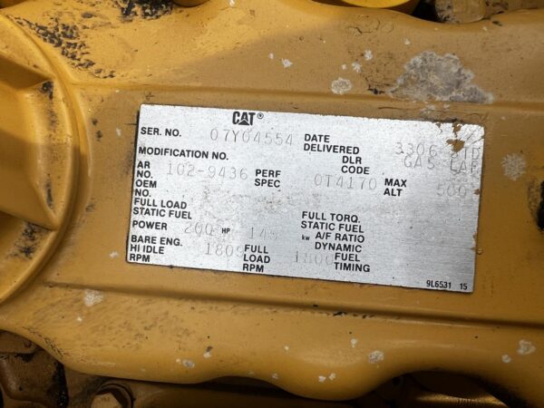 _135 kW Cat GenSet , Open Skid, Cat 3306T Natural Gas or Propane Engine, 524 Hours, Year - 2007 - Image 12