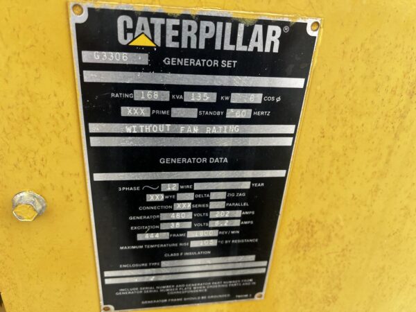 _135 kW Cat GenSet , Open Skid, Cat 3306T Natural Gas or Propane Engine, 524 Hours, Year - 2007 - Image 15