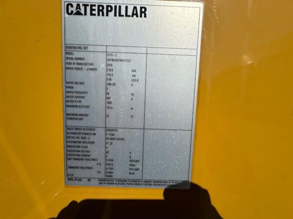 _175 kW Caterpillar Gen Set, with Sound Attenuated Enclosure and Base Fuel Tank C7.1 Engine, Year - 2018, 1535 Hours, US EPA Tier 3 Pre Emission Engine - Image 17