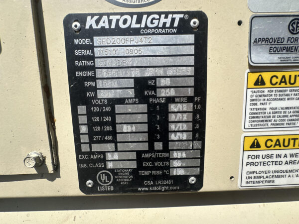 _200 kW Katolight Portable Generator, With Enclosure and Base Fuel Tank, 6.8 Liter John Deere Engine, 180 Hours, Year - 2005, US EPA Tier 2 Pre Emissions - Image 19