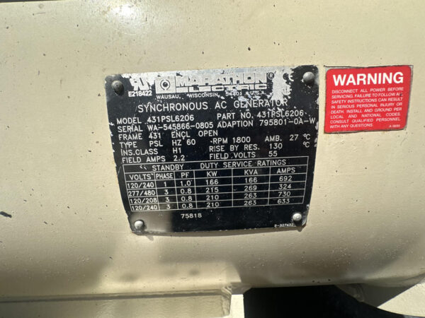 _200 kW Katolight Portable Generator, With Enclosure and Base Fuel Tank, 6.8 Liter John Deere Engine, 180 Hours, Year - 2005, US EPA Tier 2 Pre Emissions - Image 20