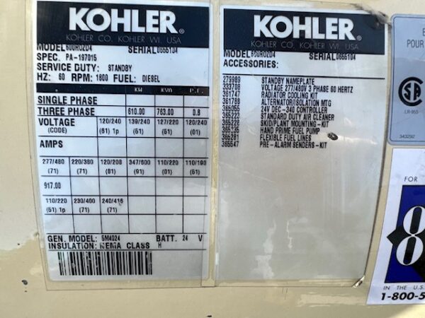 _610 kW Kohler Generator, MTU Engine - 12 V 2000, Year - 2000, 905 Hours - Image 16