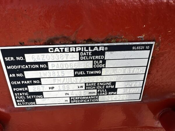 3306 Used for Fire Pump, Low Hours, Caterpillar Engine, 267 HP, Hours - 255 - Image 12