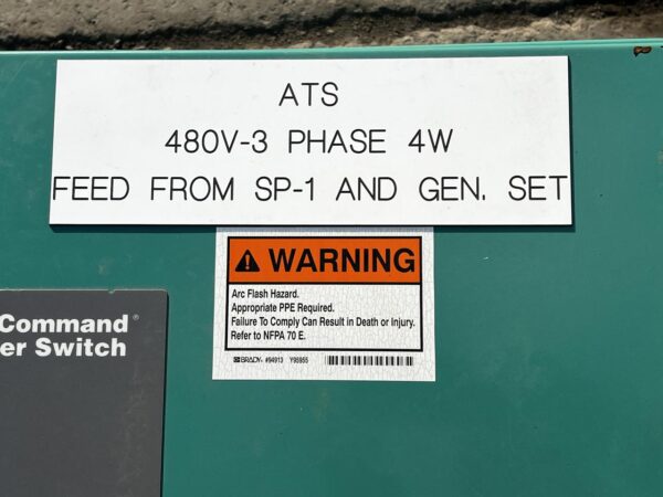 Cummins/Onan Automatic Transfer Switch, 480 Volt, 3 Phase in Nema 1 Enclosure - Image 8