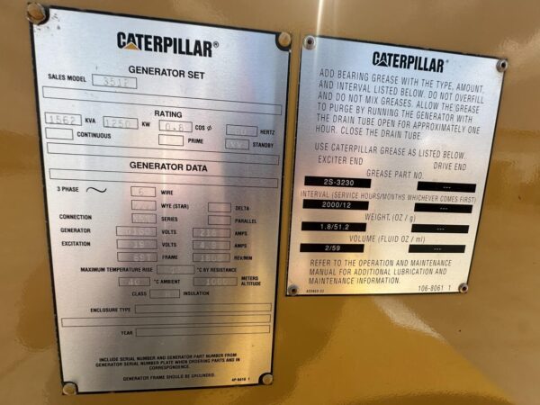 1250 kW Caterpillar 3512 DITA Gen Set, 979 Hours, Open Skid with Radiator - Image 14