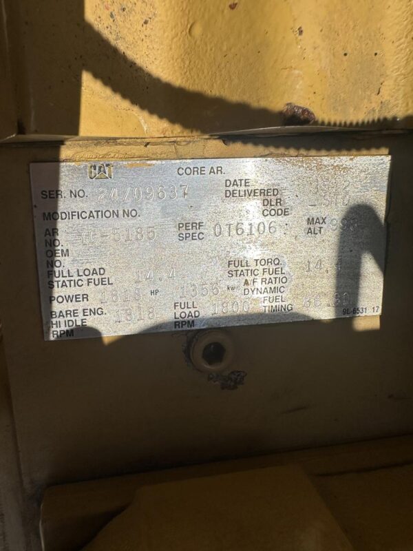 1250 kW Caterpillar 3512 DITA Gen Set, 979 Hours, Open Skid with Radiator - Image 10