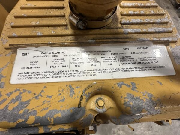 3456 CAT Industrial Engine, 659 Hours, 669 HP, Take Out of Genset - Image 7