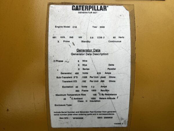 545 kW CAT SR4B Gen End to Fit 3412 or C18 - Image 9