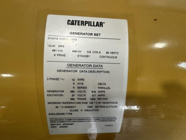 600 kW SR4B CAT Generator Replacement, 350 Hours, 12 Wire - Image 8