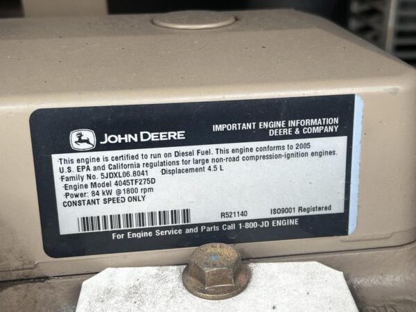 __70 KVA/40 kW MQ Power Corp Generator, John Deere Engine, Rental Grade, Year - 2005, 1362 Hours - Image 13
