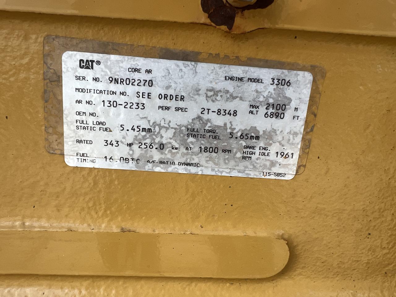 _225 kW Cat 3306 DI Gen Set, Year - 1997, Hours - 7145, Open Skid - Image 8