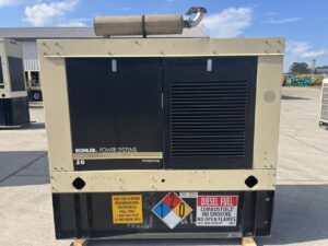 __25 kW Kohler Generator, John Deere Engine, with Enclosure and Base Fuel Tank, Year - 2003, 629 Hours