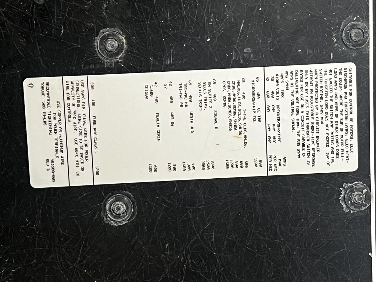 Asco 940 Series Automatic Transfer Switch, 800 Amp, Type 1 Enclosure, 480 Volt - Image 8