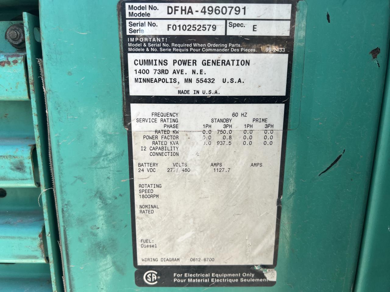 _750 kW Cummins/Onan GenSet, with Enclosure, QST30 Liter Cummins Engine, Year-2001, 1666 Hours - Image 20