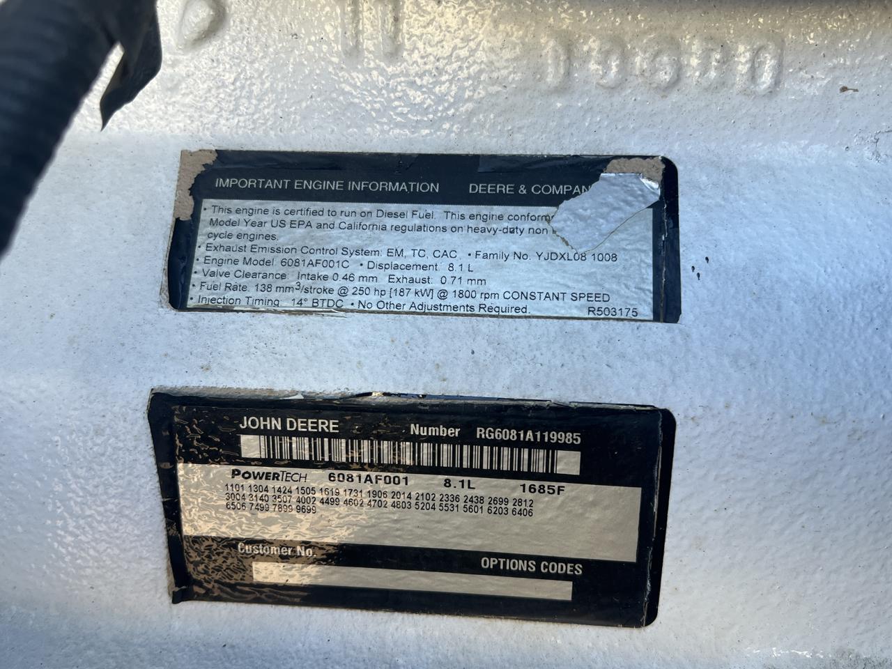 _150 kW Spectrum/Kohler Generator,with Enclosure and Base Fuel Tank 8.1 Liter John Deere Engine, 931 Hours - Image 8