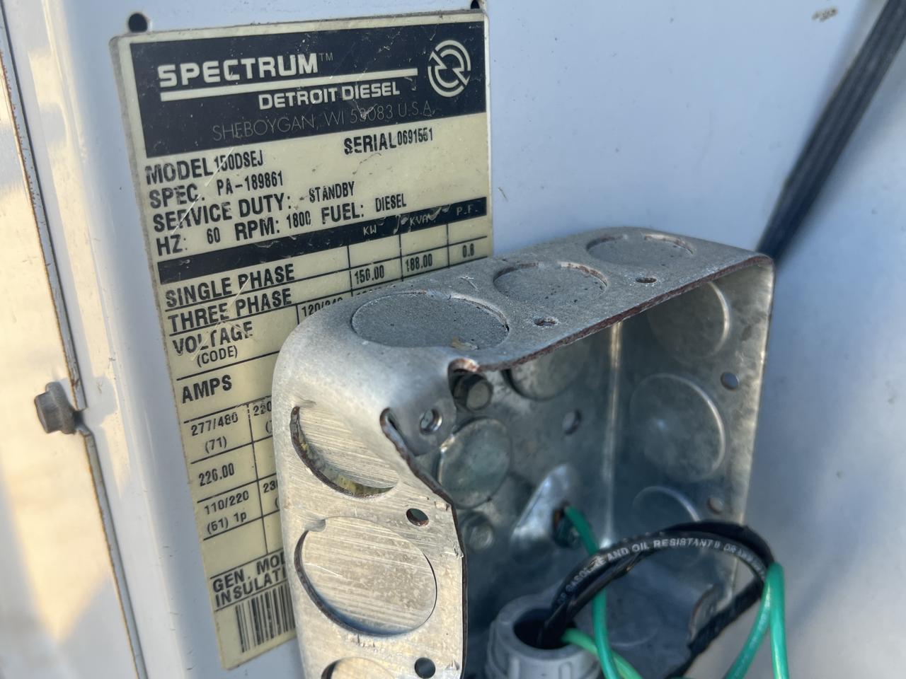 _150 kW Spectrum/Kohler Generator,with Enclosure and Base Fuel Tank 8.1 Liter John Deere Engine, 931 Hours - Image 9