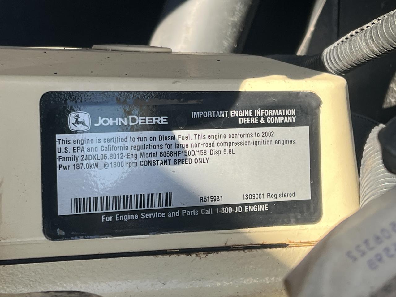 _150 kW Kohler Generator, with Sound Attenuated Enclosure and Base Fuel Tank, 6.1 Liter John Deere Engine, Year - 2002, 246 Hours - Image 11