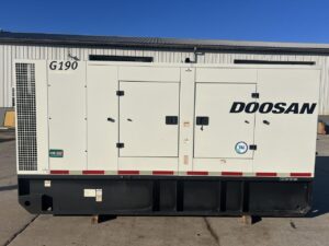 _190 kW  G190 Doosan Rental Grade Generator, with Enclosure and Base Fuel Tank, 6.7 Liter Cummins Engine, Year - 2013, 3877 Hours