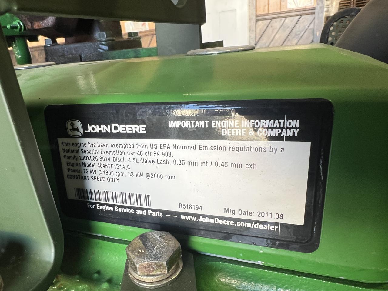 John Deere 4.5 Liter Mechanical Industrial Power Unit with Radiator Engine, Year - 2011, 50 Hours since new - Image 12