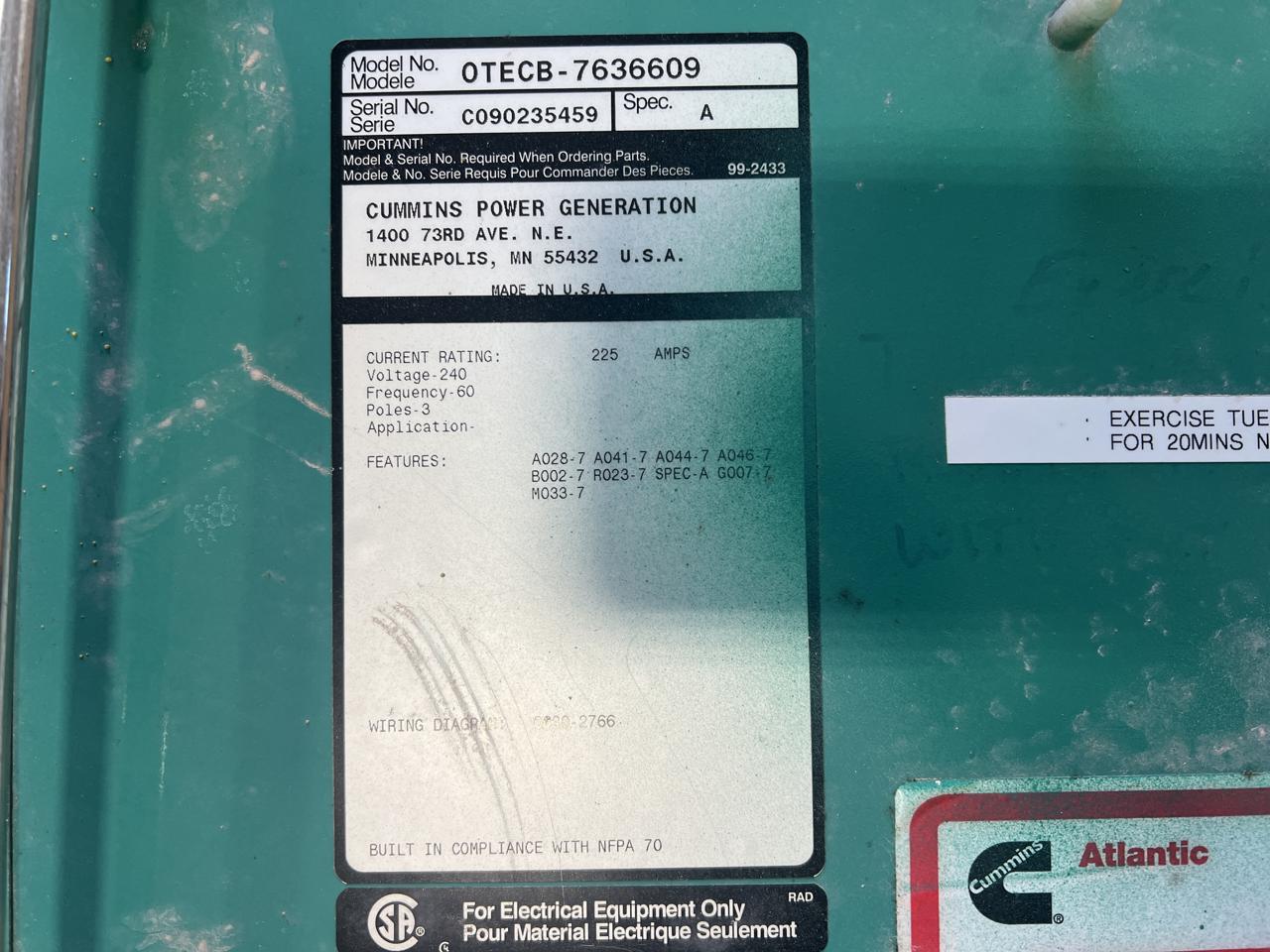 225 A, 240 V, 1 or 3 Phase Automatic Transfer Switch, Nema 3 Enclosure - Image 8