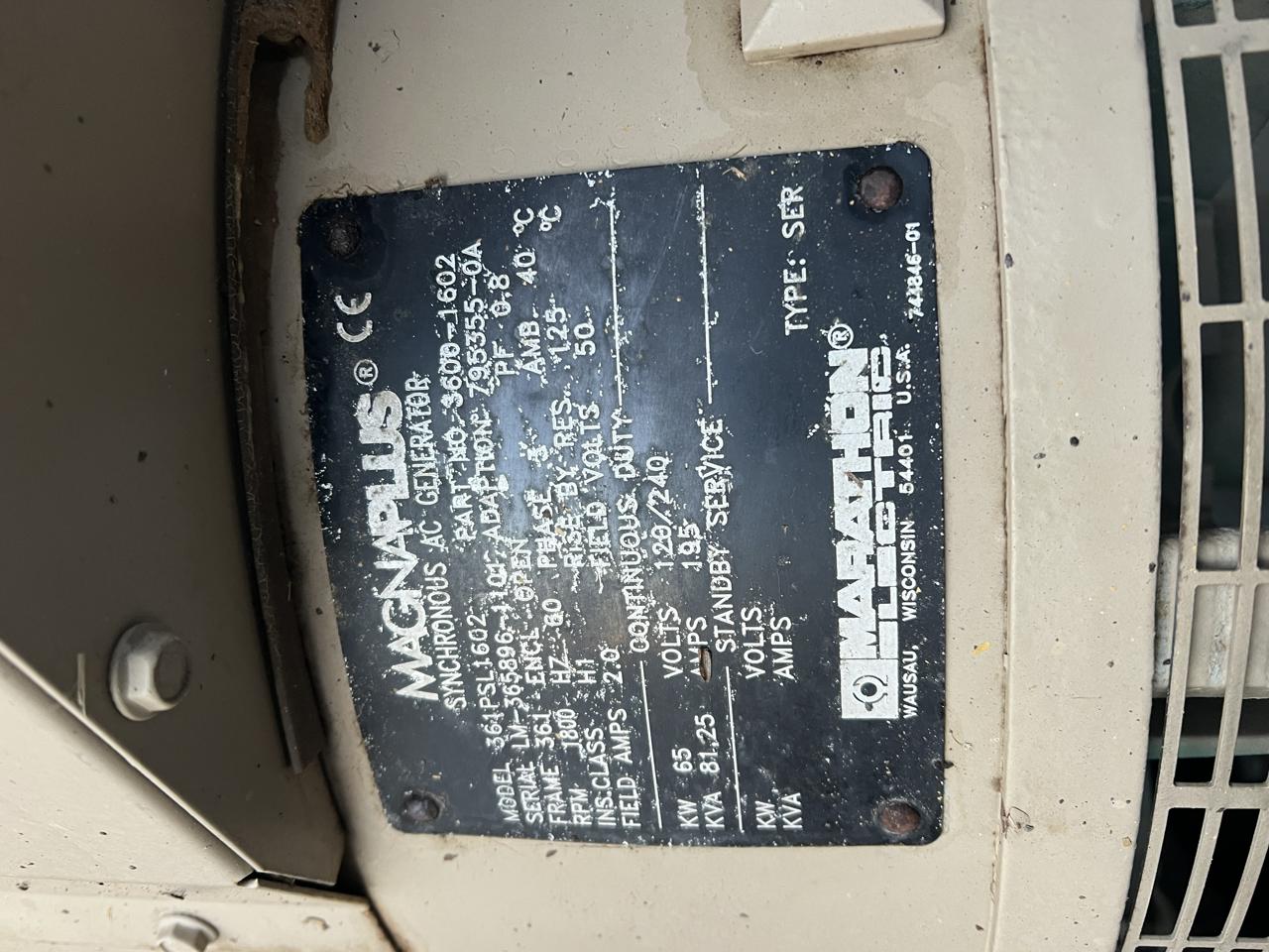 __60 kW Perkins Gen Set, with Enclosure and Base Fuel Tank, Year - 2001, 794 Hours - Image 13