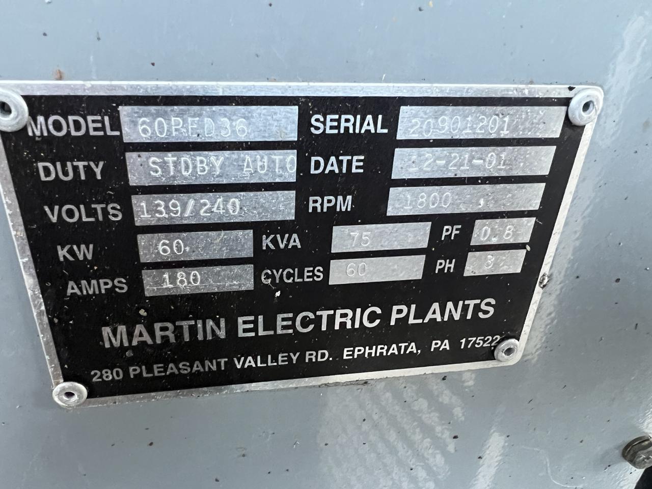 __60 kW Perkins Gen Set, with Enclosure and Base Fuel Tank, Year - 2001, 794 Hours - Image 15