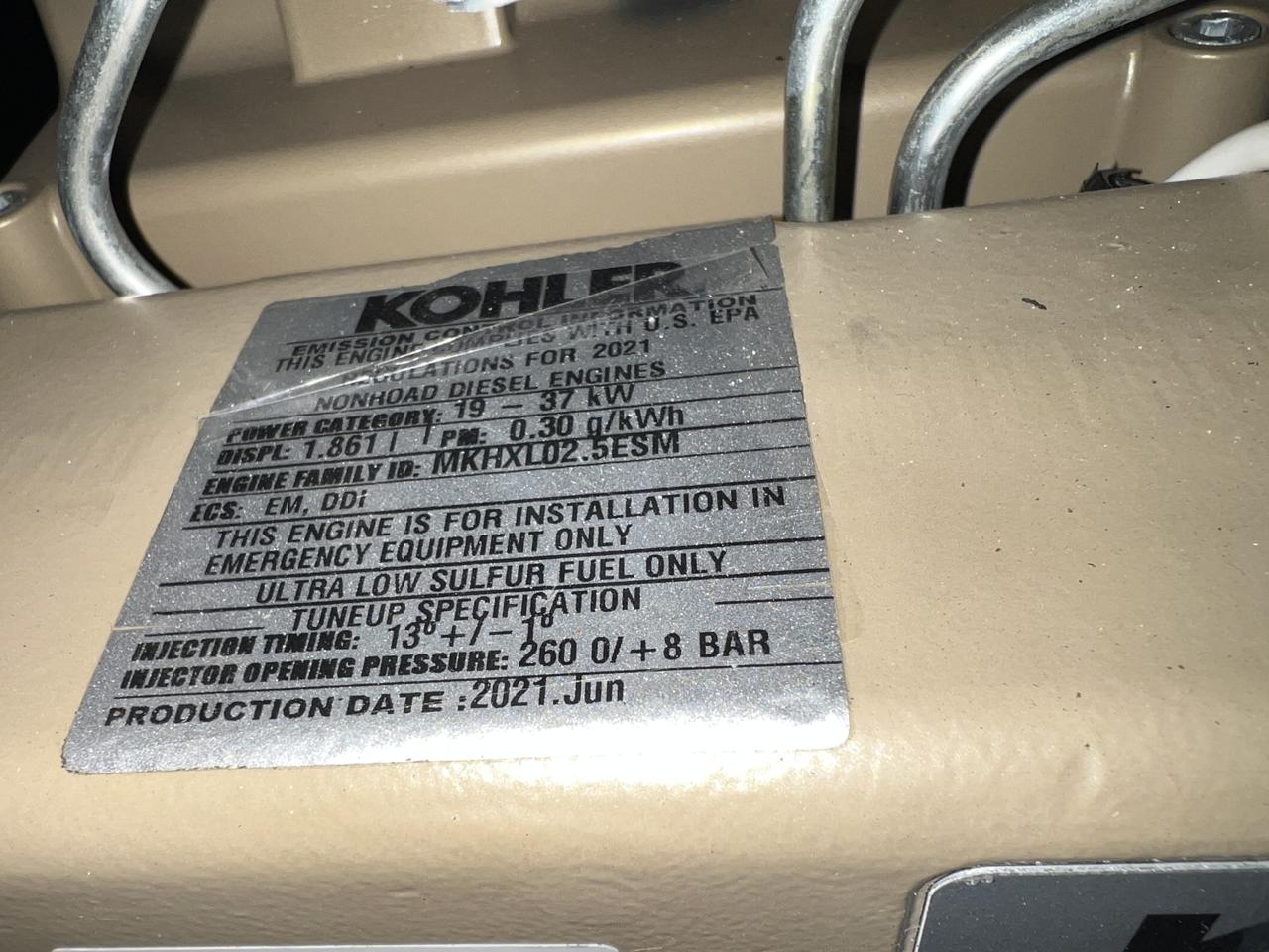 __15 kW Kohler Diesel Gen Set, Year - 2021, 4 Hours, Sound Attenuated Enclosure and Base Fuel Tank, US EPA Tier 3 Pre Emission Engine - Image 8