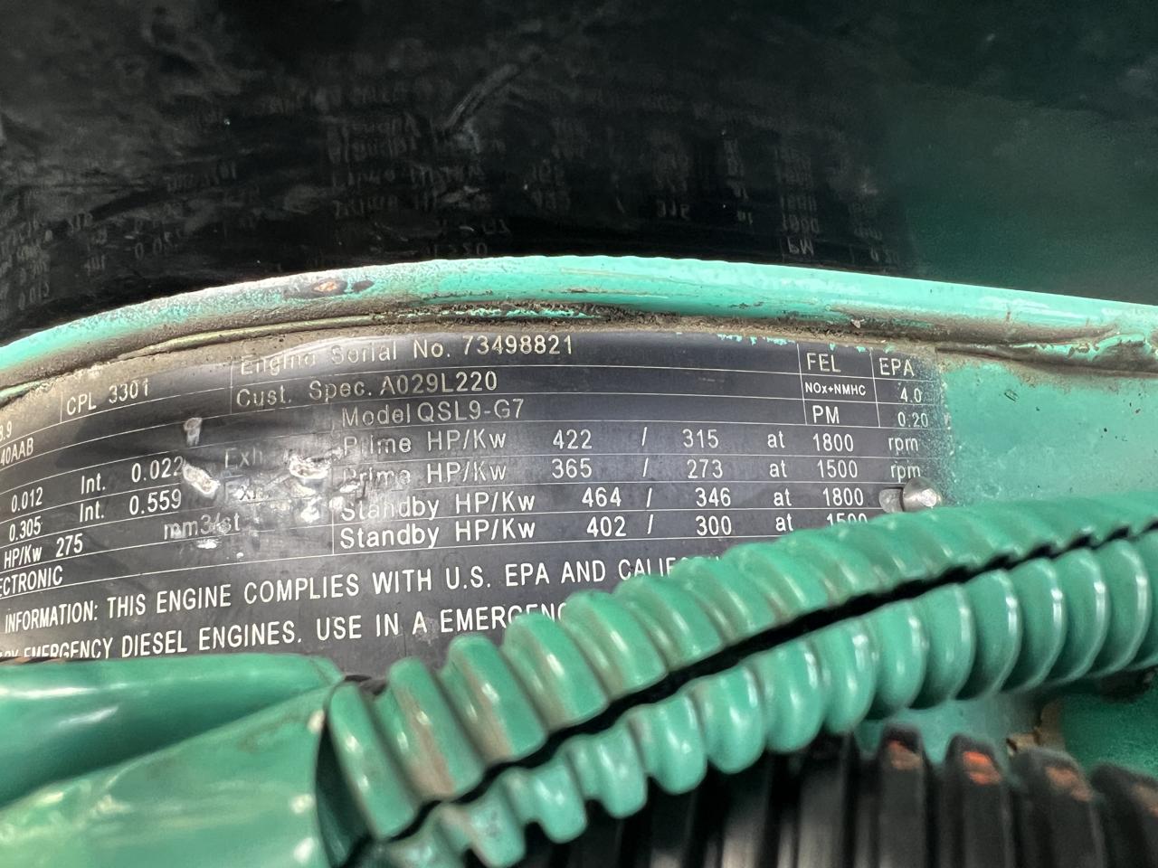 _250 kW Onan/Cummins Gen Set, 9 Liter QSL 9 Engine, Year - 2013, 876 Hours - Image 9