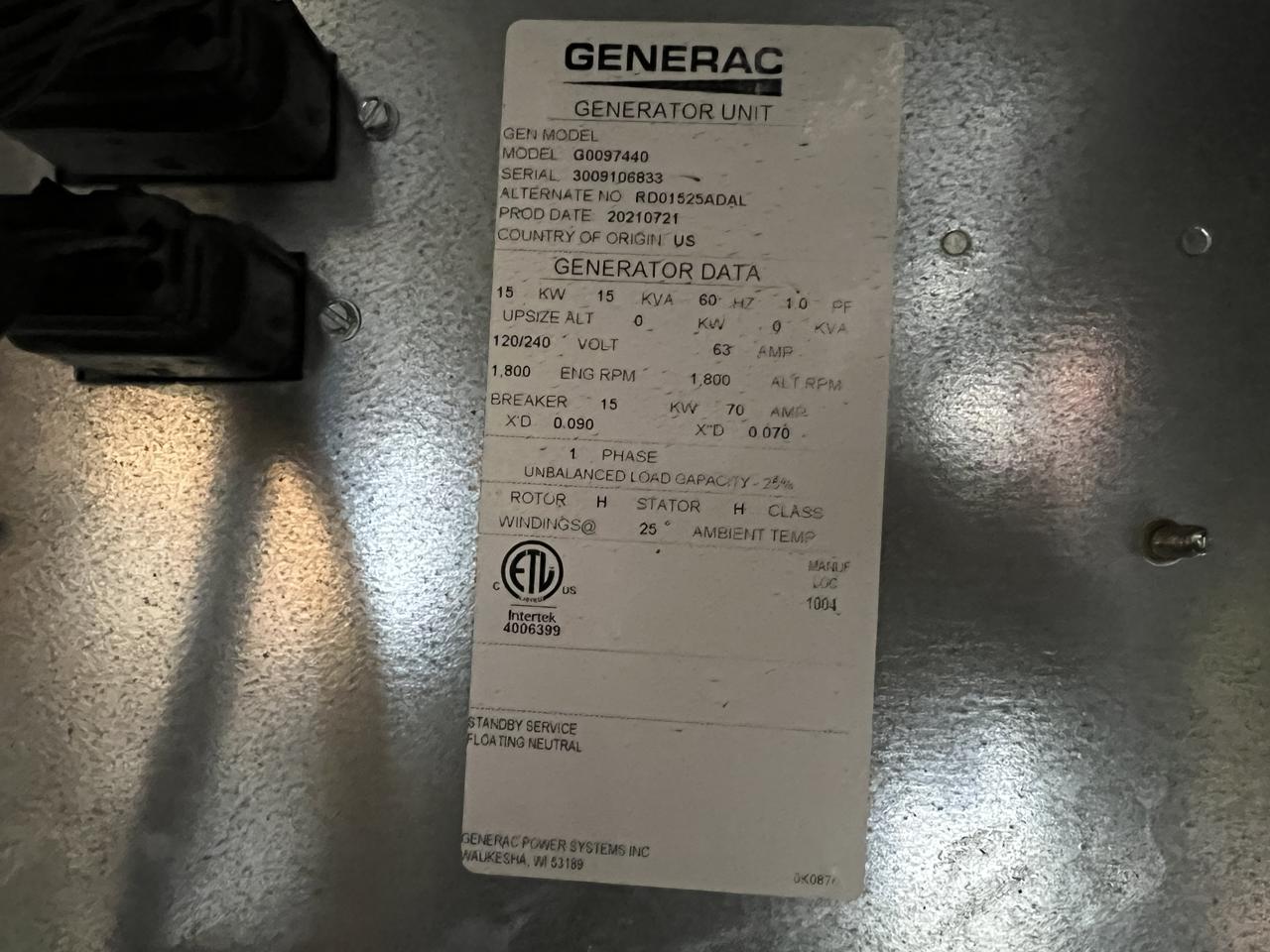__15 kW Generac Diesel GenSet, New Surplus, Year - 2021, 14 Hours, with Sound Enclosure and Base Fuel Tank, 3 to 4 Year Factory Warranty Remaining - Image 10