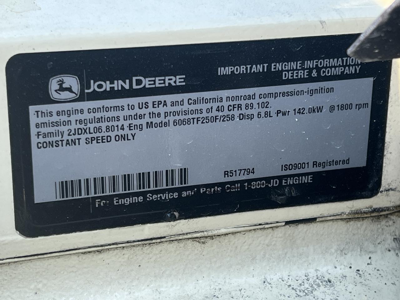 _105 kW Kohler Generator, 6.8 Liter John Deere Engine, Year - 2004, 806 Hours - Image 12