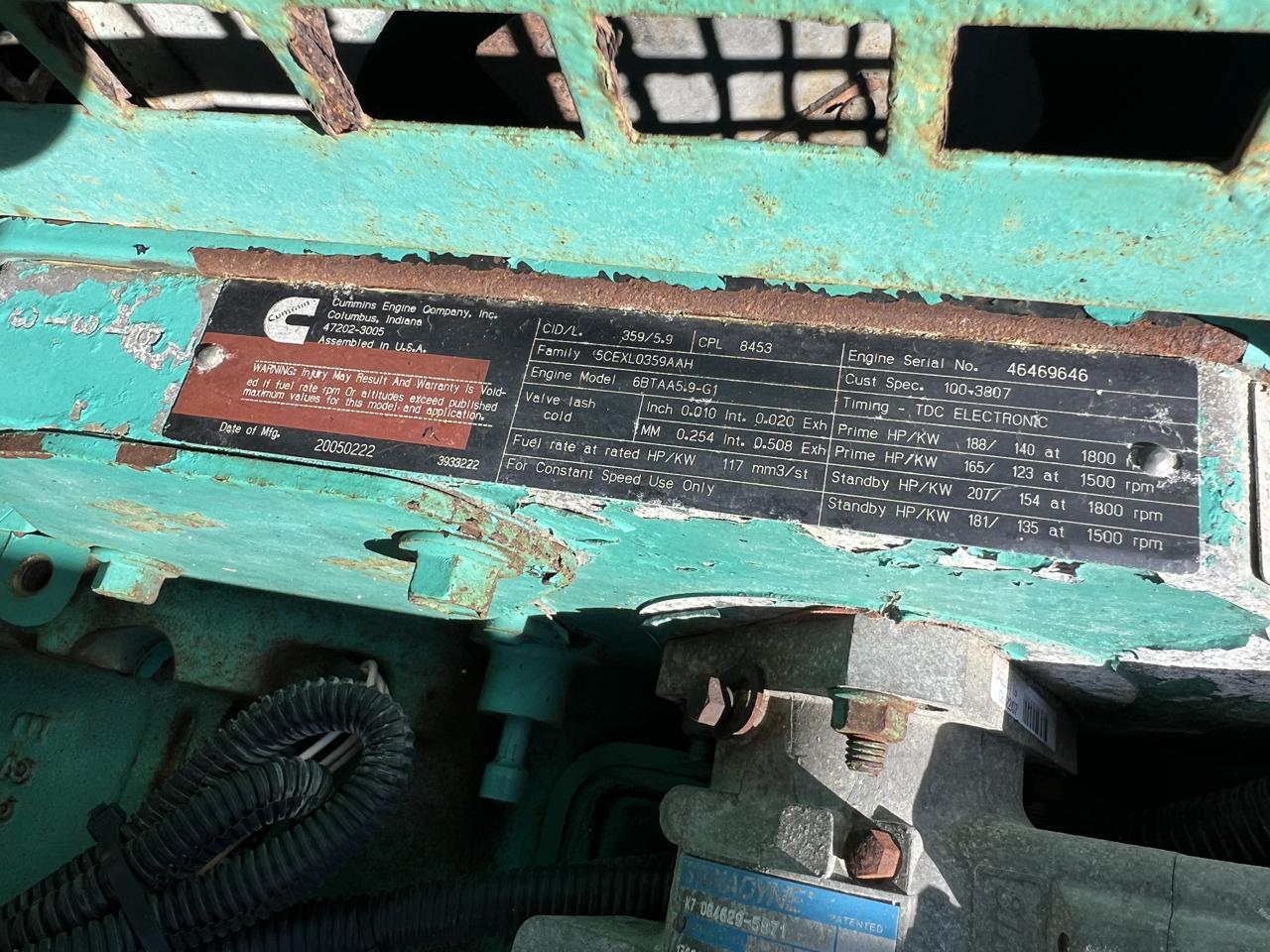 _125 kW Cummins/Onan CBTA 5.9 Cummins Engine, Trailer Mounted, Year - 2005, 1092 Hours - Image 11