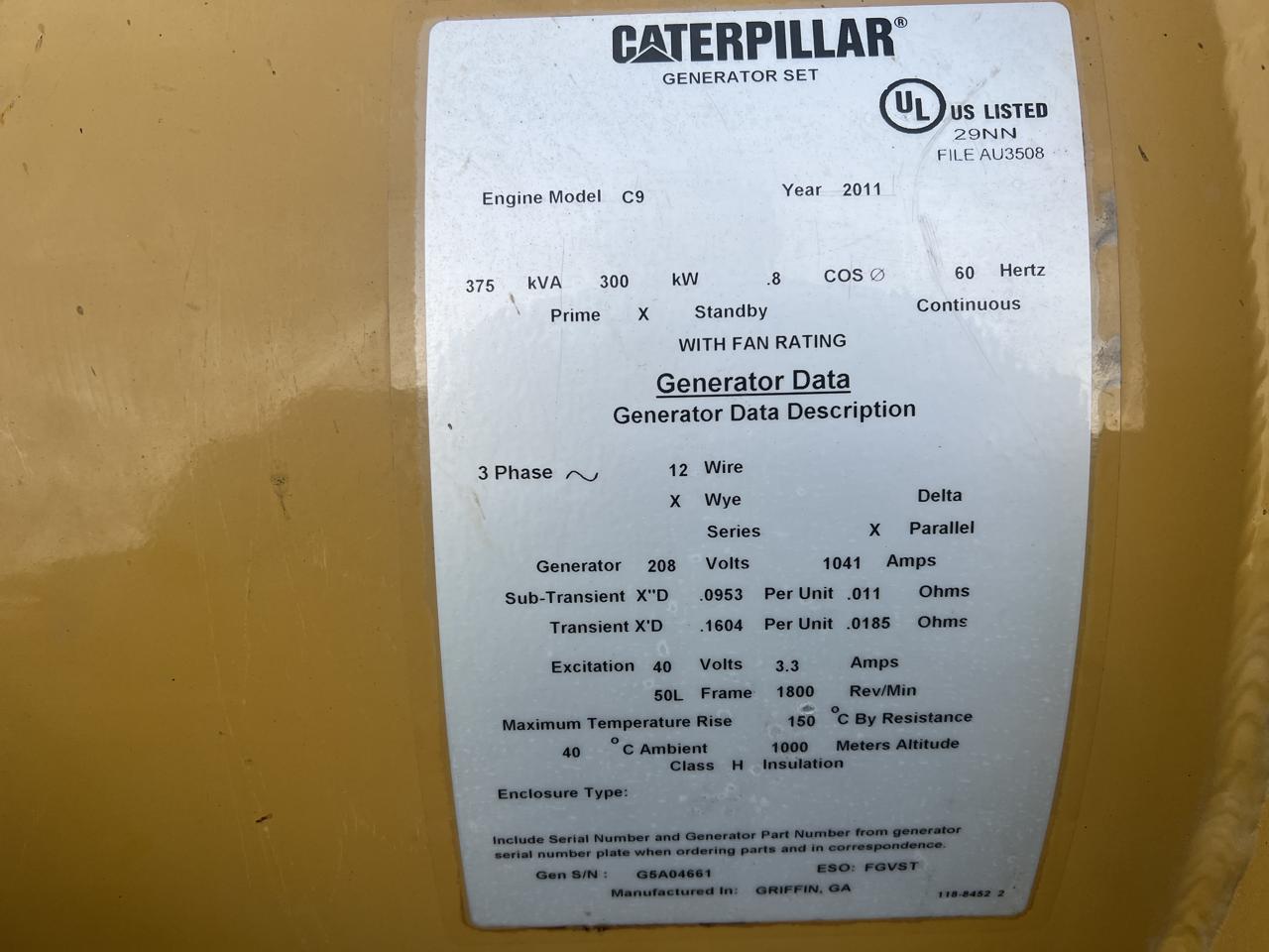 _300 kW Caterpillar GenSet, C9 CAT Engine, Open Skid, Year - 2011, 1188 Hours, US EPA Tier 3 Pre Emission Engine - Image 15