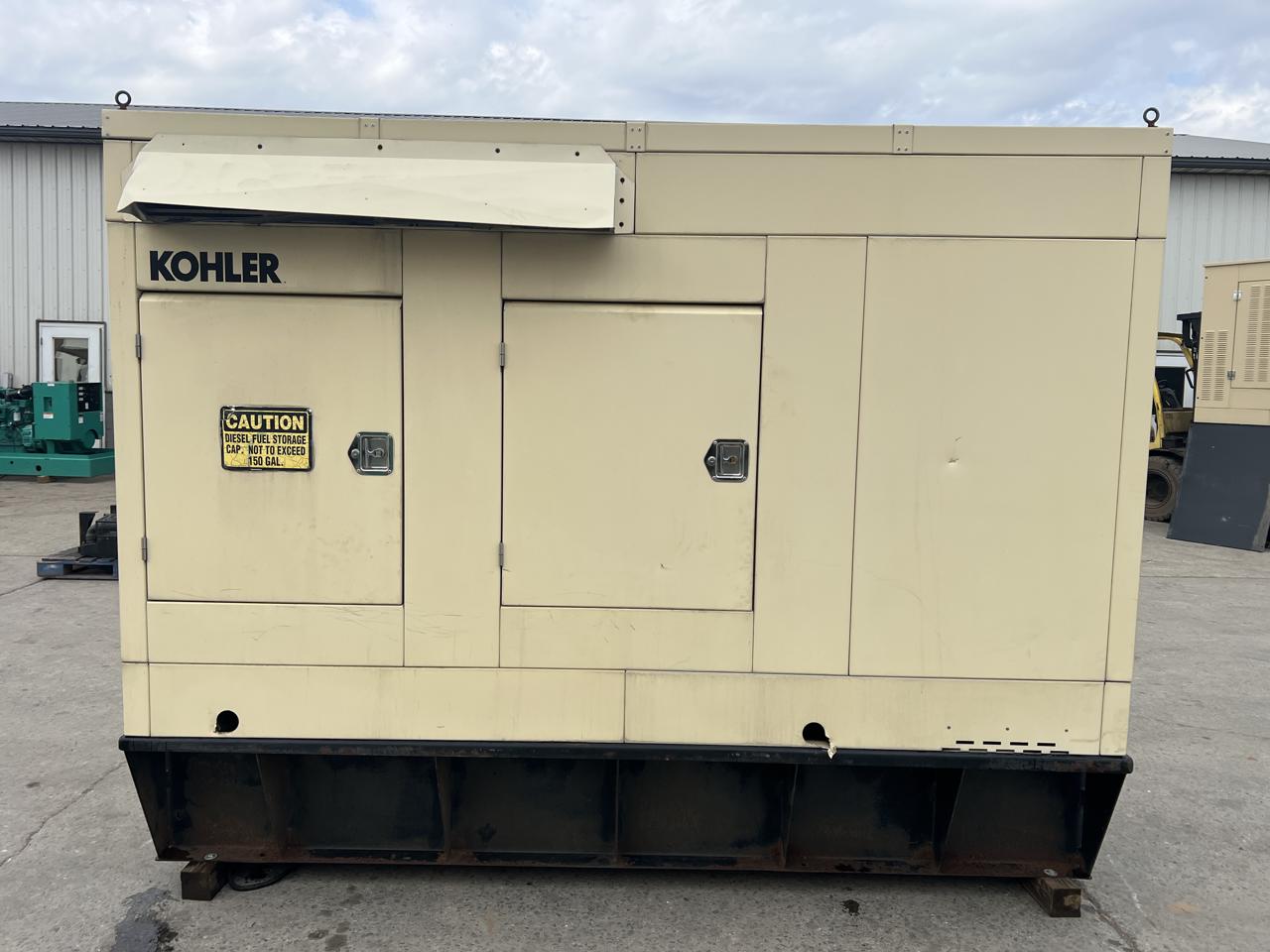 __40 kW Kohler Generator, with Enclosure and Base Fuel Tank 3.9 Liter John Deere Engine, 1683 Hours