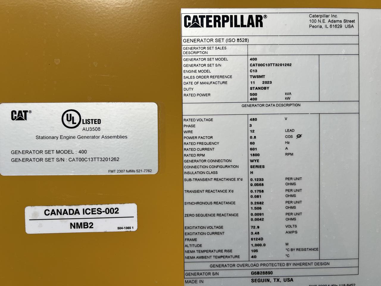 _400 kW New CAT Generator with Warranty from Manufacturer, Sound Attenuated Enclosure with Base Fuel Tank, C13 Liter Diesel Engine, US EPA Tier 3 Pre Emissions - Image 9