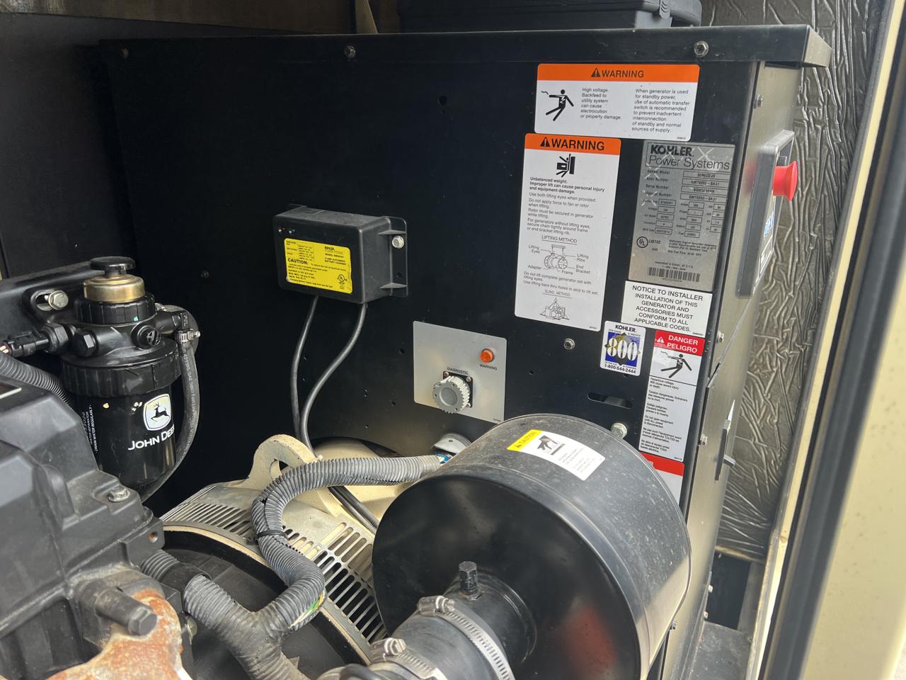 __50 kW Kohler Generstor, with Sound Attenuated Enclosure and Base Fuel Tank, 2.4 Liter John Deere Engine, Year - 2014, US EPA Tier 3 Pre Emission Engine - Image 13
