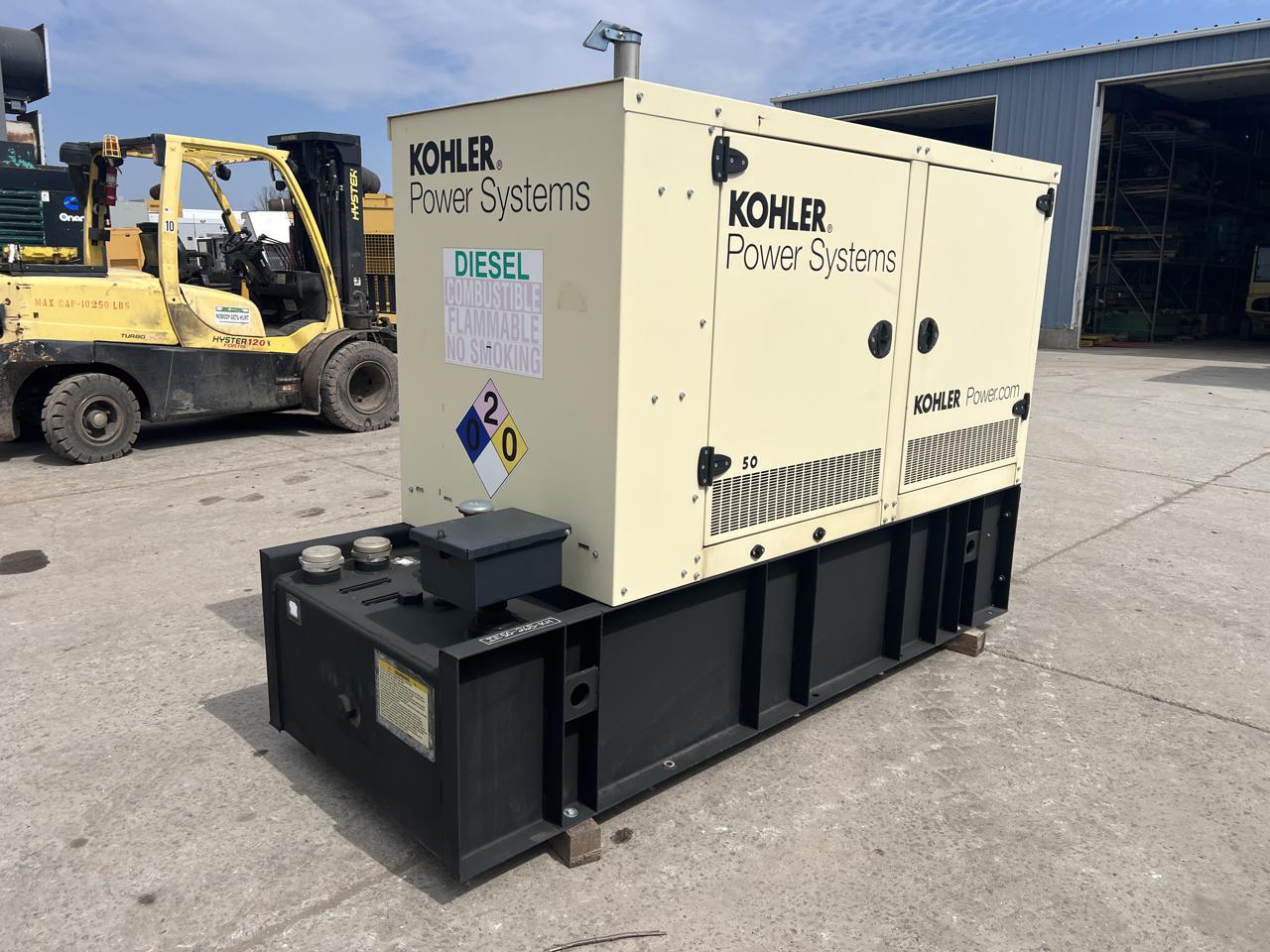 __50 kW Kohler Generstor, with Sound Attenuated Enclosure and Base Fuel Tank, 2.4 Liter John Deere Engine, Year - 2014, US EPA Tier 3 Pre Emission Engine - Image 3