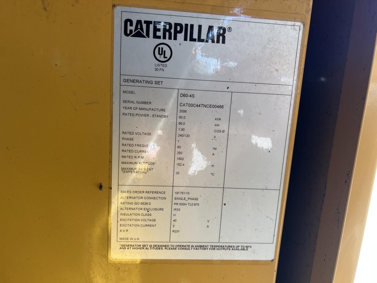 __60 kW CAT Genset, Year - 2006, with Sound Attenuated Enclosure and Base Fuel Tank C4.4 CAT Engine, 263 Hours - Image 12