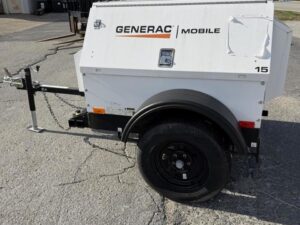 _15kW Stby, 13 kW Prime Generac Portable Rental Grade Generator, 46 Hours, with Sound Attenuated Enclosure and Fuel Tank, Mitzubishi Diesel Engine