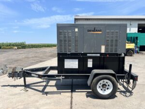 __15 kW New Surplus Generac, Trailer Mounted, GenSet with Sound Attenuated Enclosure and Base Fuel Tank, 14 Hours, Factory Warranty Remaining until 12/21/28