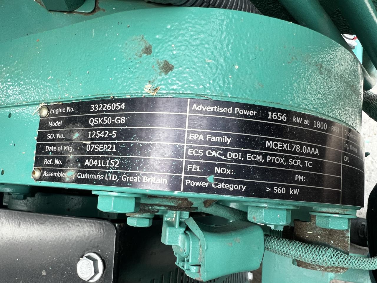 1500 kW Cummins/Onan Generator, New Surplus, QSK50 Liter Cummins Engine, Year - 2022, 5 Hours, US EPA Tier 4 Including DPF Muffler and Def Tank and Controller - Image 8
