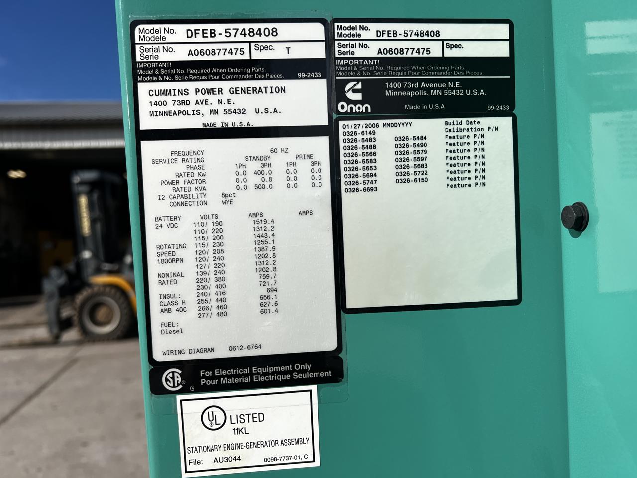 _400 kW Cummins Gen Set, with Remote Electric Radiator, KTA19 600 HP Engine, Year - 2006, 579 Hours - Image 12