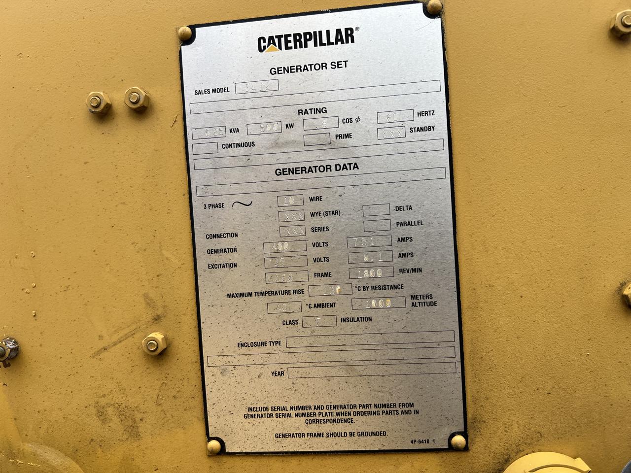 _500 kW 3412 CAT GenSet, Open Skid, 920 Hours, with Base Fuel Tank - Image 13