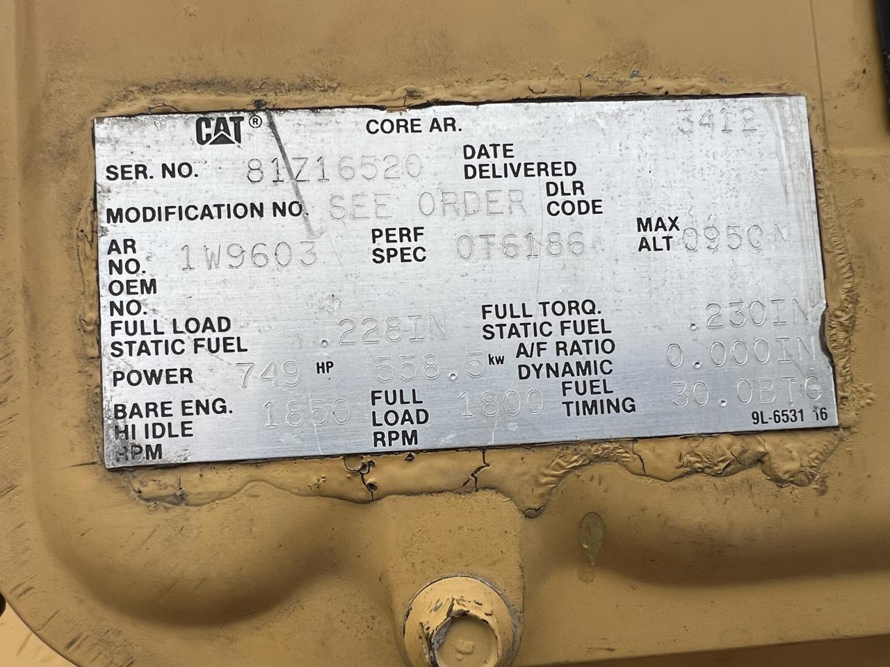 _500 kW 3412 CAT GenSet, Open Skid, 920 Hours, with Base Fuel Tank - Image 9