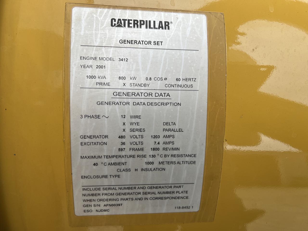 _800 kW C27 CAT Gen Set, Open Skid, Year - 2008, US EPA Tier 2 Pre Emission Engine - Image 13